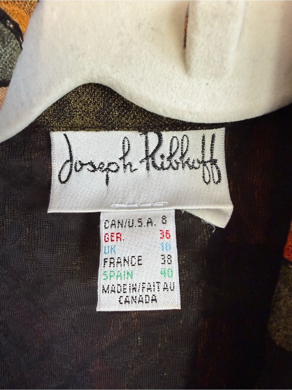 Joseph Ribkoff Vintage Abstract Zip Blazer Jacket Size 8 Earthy Geometric Retro - Picture 5 of 9